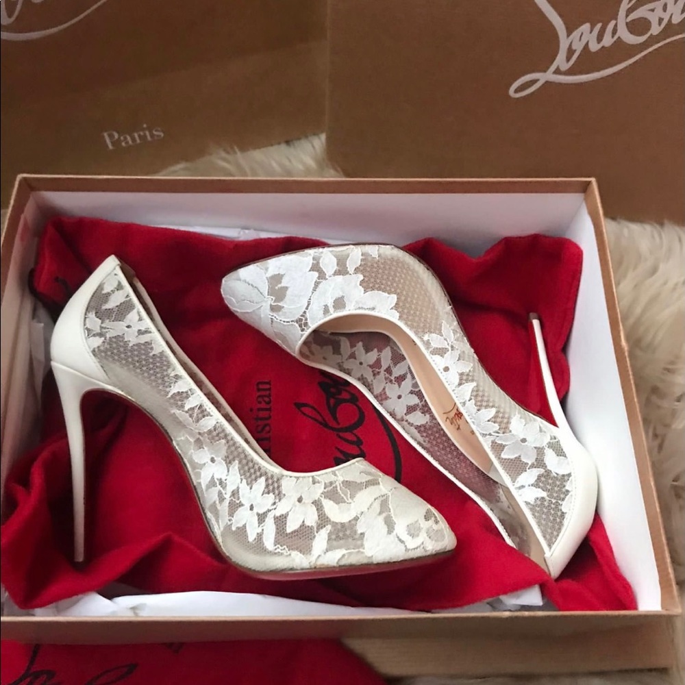 Christian Louboutin Lace Dorissima 100mm Ivory 36